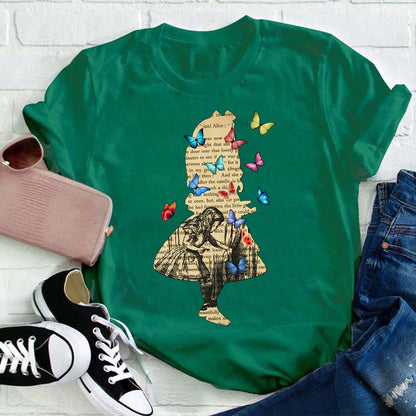 Vintage Alice In Wonderland Butterfly Teacher T-Shirt