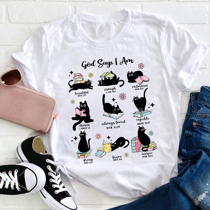 Cute Cat God Says I Am Teacher T-Shirt