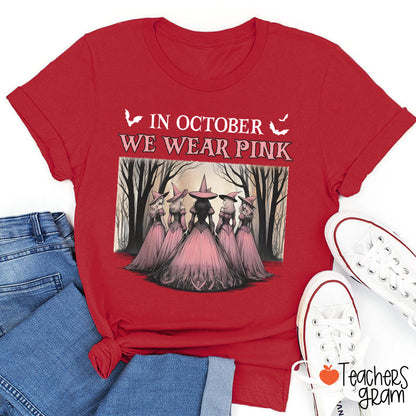 October Pink Witches Teacher T-Shirt