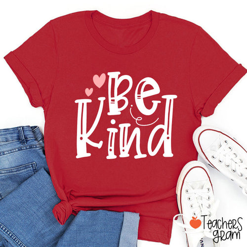 Be Kind Red Heart Teacher T-Shirt