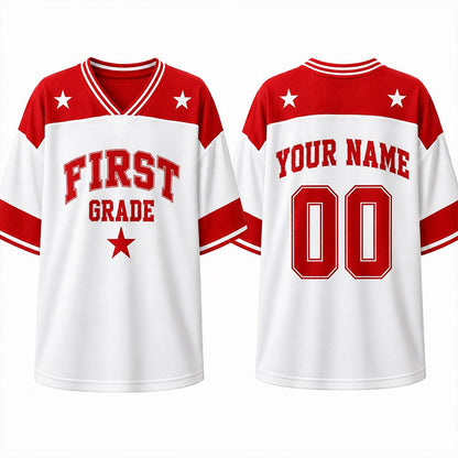 Personalized Grade And Name Star Graphic Teacher Mesh Jersey