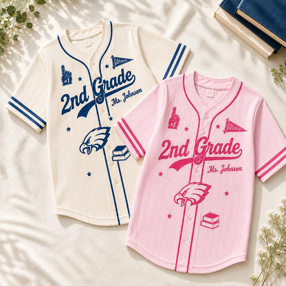 Personalized Grade Mascot Name Number Graphic Baseball Jersey