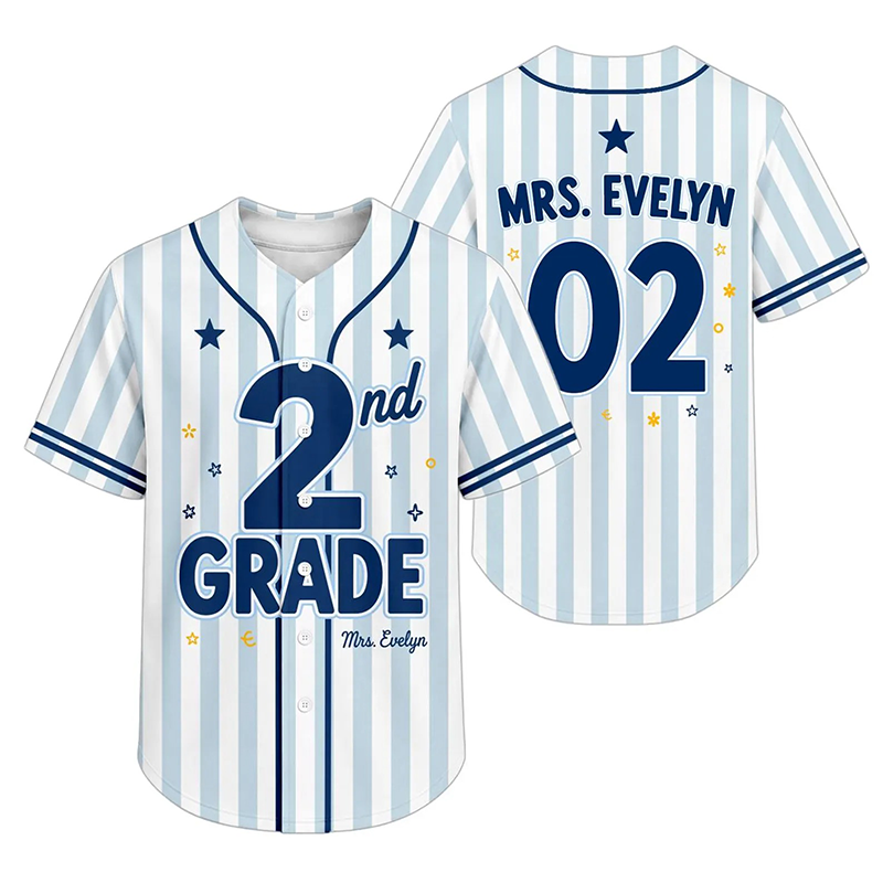 Personalized Grade And Name Striped Teacher Baseball Jersey