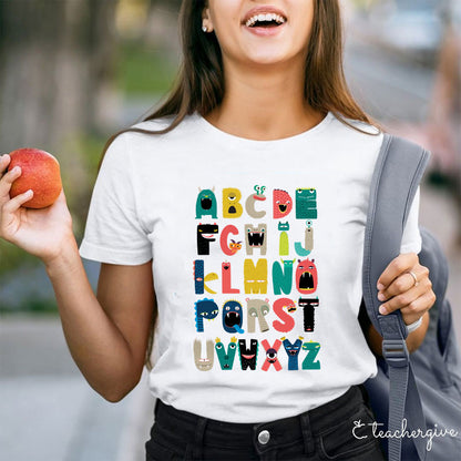 Cartoon Monster Alphabet Teacher T-Shirt