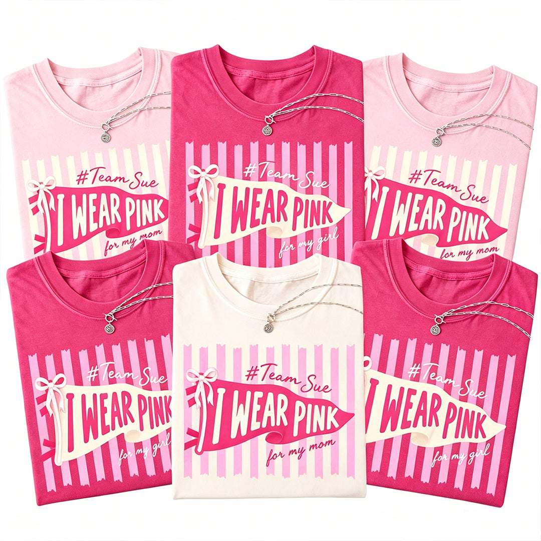 Personalized  Breast Cancer-Themed Pink Striped Design Teacher T-Shirt