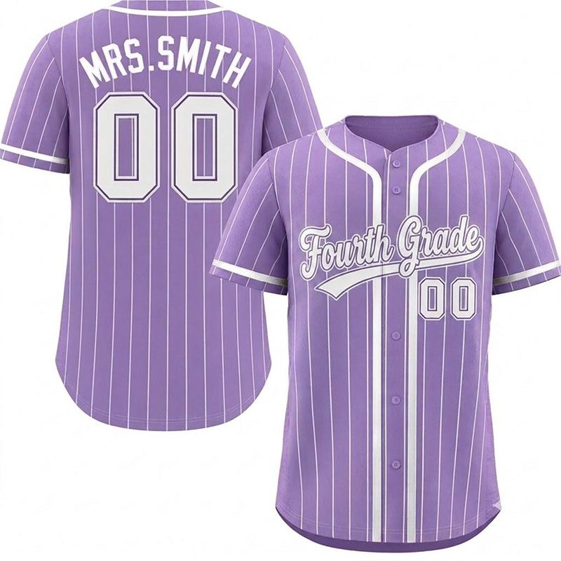 Personalized Grade And Name Striped Button Down Teacher Baseball Jersey