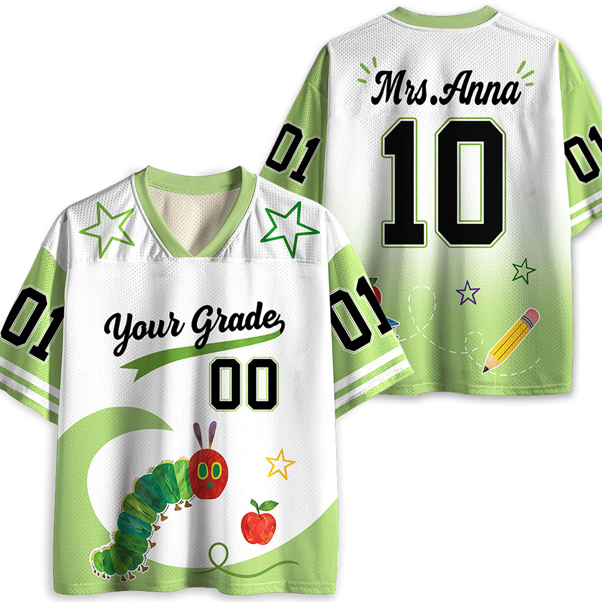 Personalized Grade And Name Caterpillar Teacher Mesh Jersey