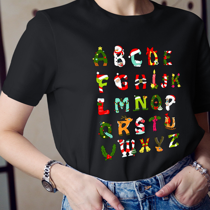 Christmas Alphabet All The Cute Things In Christmas Teacher T-Shirt