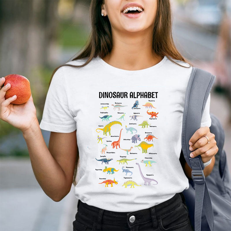 Follow The Dinosaur Alphabet Teacher T-Shirt