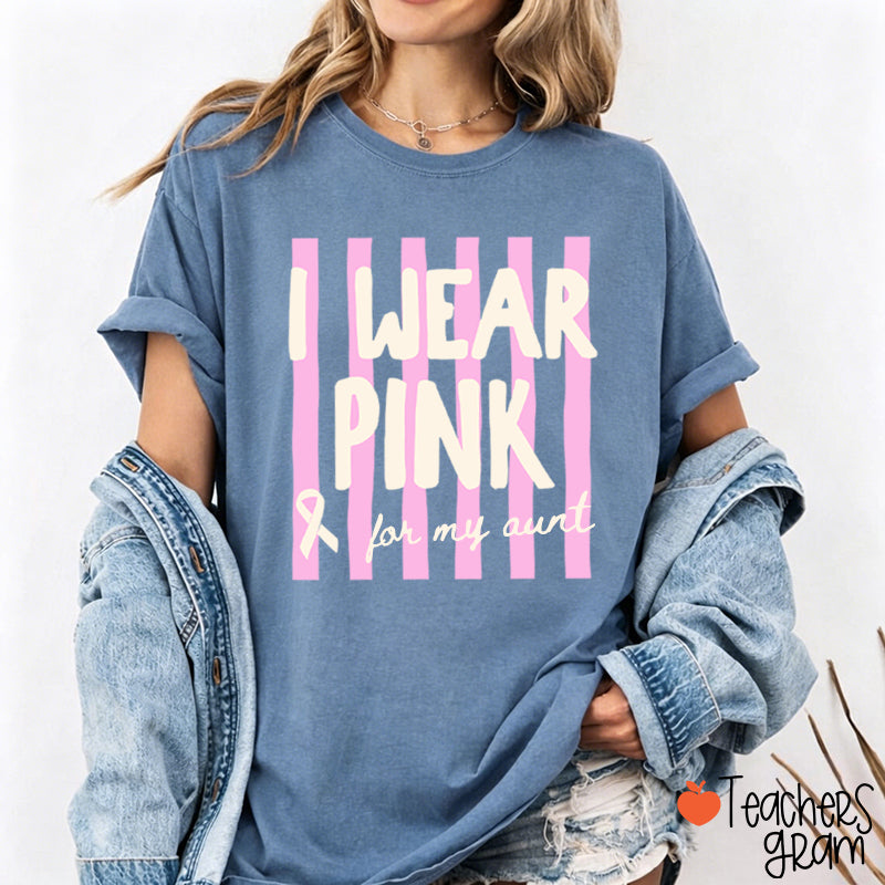 Personalized I Wear Pink For My Pink Ribbon Teacher T-Shirt