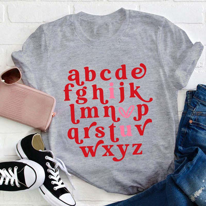 Valentine Alphabet I Love You Teacher T-Shirt