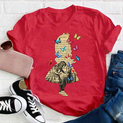 Vintage Alice In Wonderland Butterfly Teacher T-Shirt