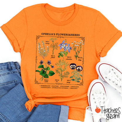 Ophelia's Flowers And Herbs Teacher T-Shirt