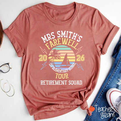 Personalized Name And Year Farewell Tour Retirement Squad Teacher T-Shirt