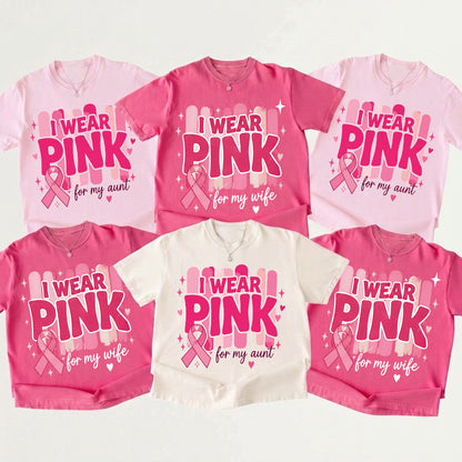 Personalized I Wear Pink For Teacher T-Shirt