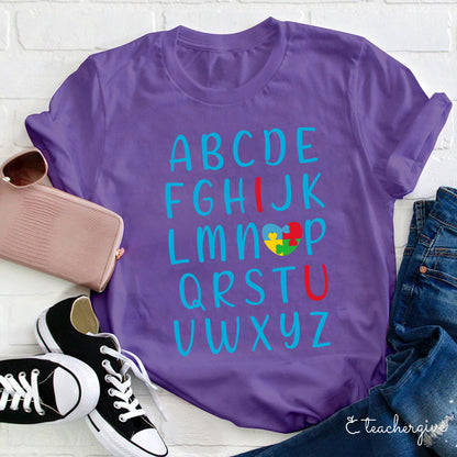 Valentine Vibes Alphabet Teacher T-Shirt