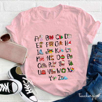 Learn The Alphabet With Christmas Teacher T-Shirt