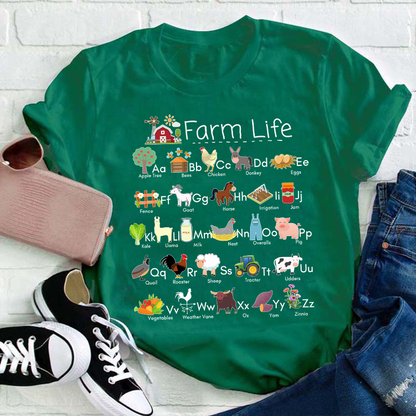Farm Life Alphabet Teacher T-Shirt