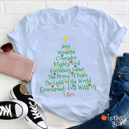Jesus Wonderful Christmas Tree Teacher T-Shirt