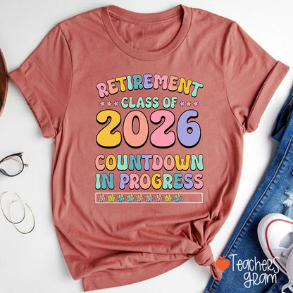Personalized Retirement Class Countdown In Progress Teacher T-Shirt