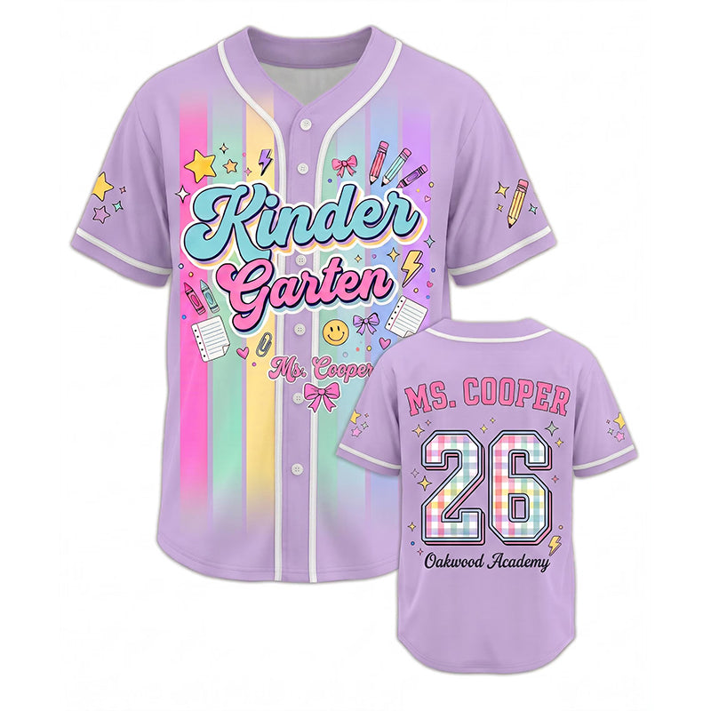 Personalized Grade And Name Colorful Stripes Teacher Baseball Jersey