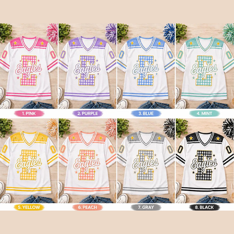 Personalized Mascot Gingham Letter Teacher Mesh Jersey