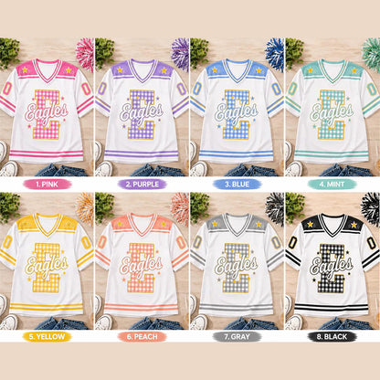Personalized Mascot Gingham Letter Teacher Mesh Jersey