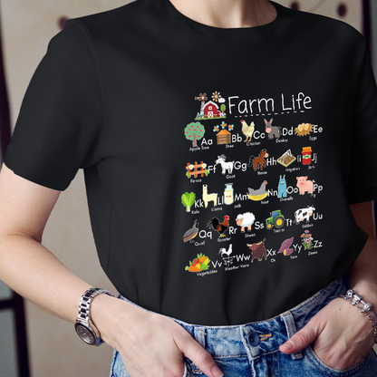 Farm Life Alphabet Teacher T-Shirt