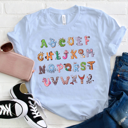 ABCDE Cute Animals Letter T-Shirt
