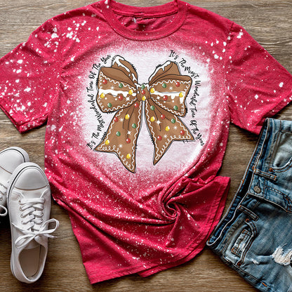 Bow Christmas Gingerbread Snowflake Teacher Printed Super Soft T-Shirt