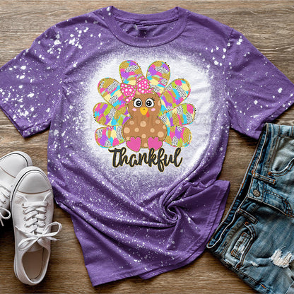 Colorful Turkey Thankful Teacher Printed Super Soft T-Shirt