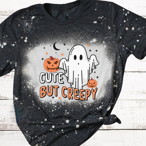 Cute But Creepy Halloween Teacher Printed Super Soft T-Shirt