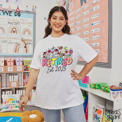 Personalized Retired Est Flower Teacher T-Shirt