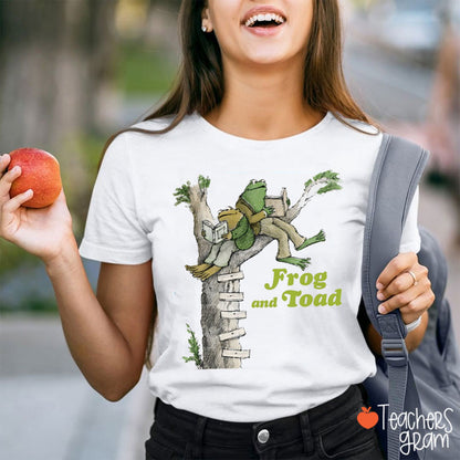 Frog And Friend Old Book Teacher T-Shirt