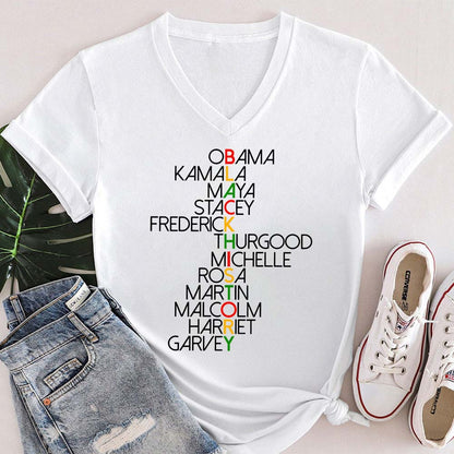 They Are Black History Teacher Female V-Neck T-Shirt