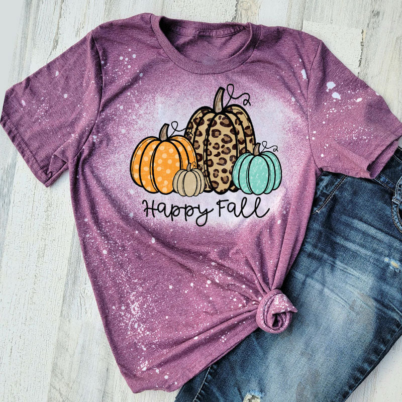 Fall Pumpkin Happy Fall Teacher Printed Super Soft T-Shirt