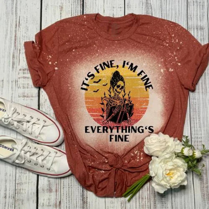 It's Fine I'm Fine Everything's Fine Halloween Teacher Printed Super Soft T-Shirt