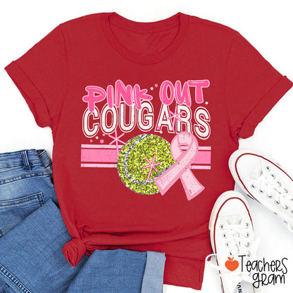 Personalized Mascot And Sport Pink Out Teacher T-Shirt