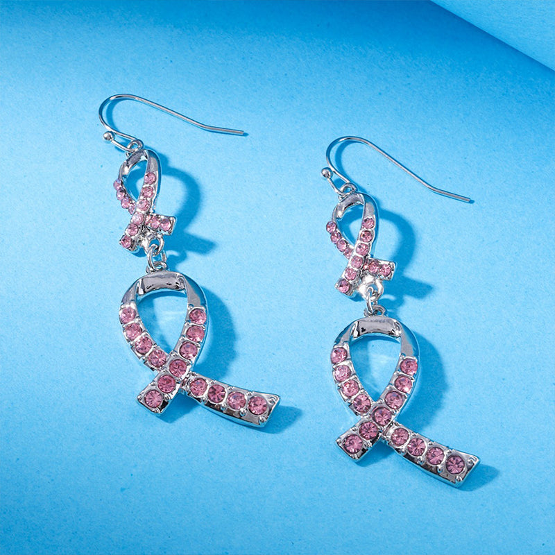 Diamond Breast Cancer Awareness Teacher Metal Earrings
