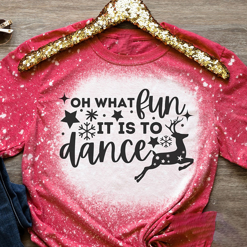 Oh What Fun It Is To Dance Reindeer Teacher Printed Super Soft T-Shirt
