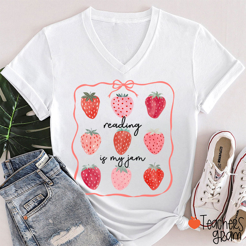 Personalized Grade You Are My Jam Teacher Female V-Neck T-Shirt