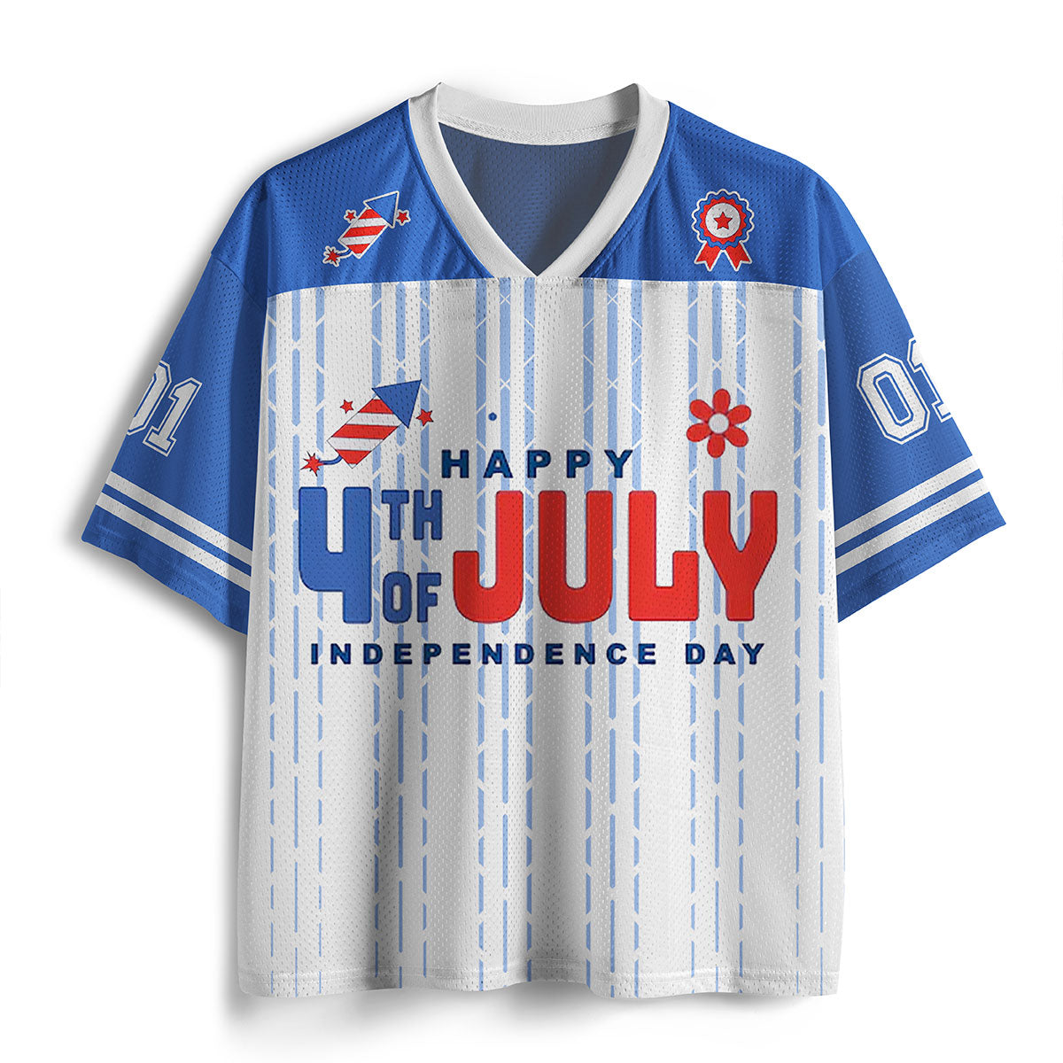 Happy The Fourth Of July Independence Day Teacher Mesh Jersey