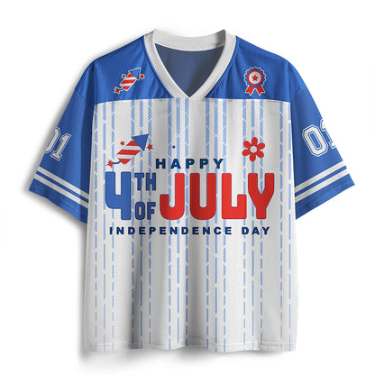 Happy The Fourth Of July Independence Day Teacher Mesh Jersey