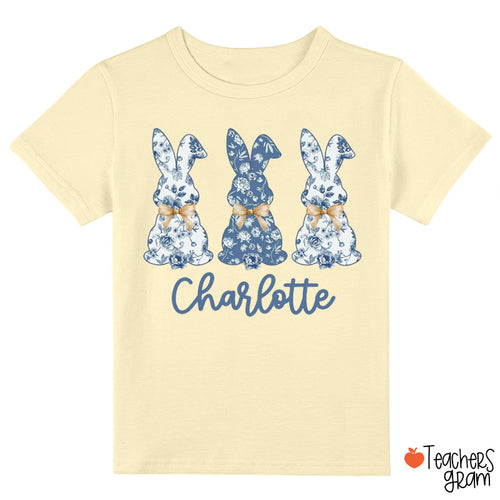 Perosonalized Toile De Jouy Bunny Class T-Shirt