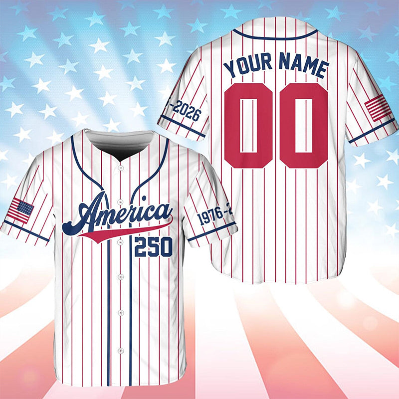 Personalized 250 Years USA Teacher Baseball Jersey