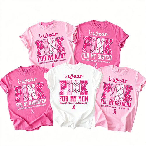 Personalized I Wear Pink For Breast Cancer Support Teacher T-Shirt