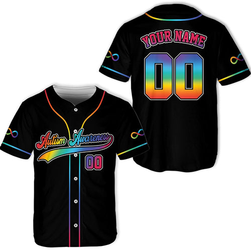 Personalized Infinity Symbol Autism Awareness Teacher Baseball Jersey