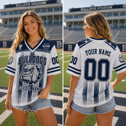 Personalized Mascot Name And School Name Distressed Gradient Teacher Mesh Jersey