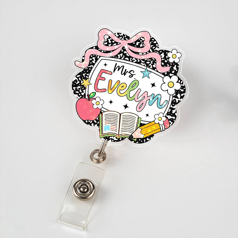 Personalized Name Composition Book Teacher Badge Reel