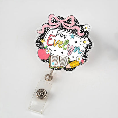 Personalized Name Composition Book Teacher Badge Reel